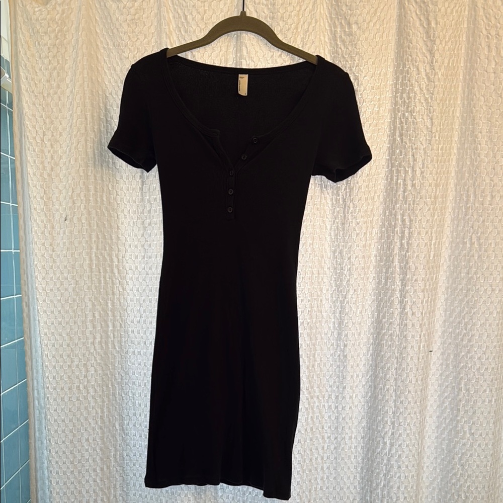 American Apparel Black Ribbed mini dress